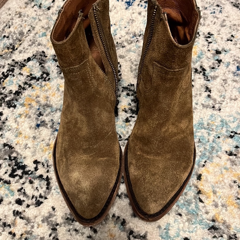 Frye Billy Inside Zip Suede Booties-beautiful and smell so good like leather 😍